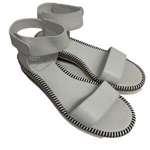 Vince Camuto Mariena White Black Leather Wedge Platform Hook & Loop Sandals 11